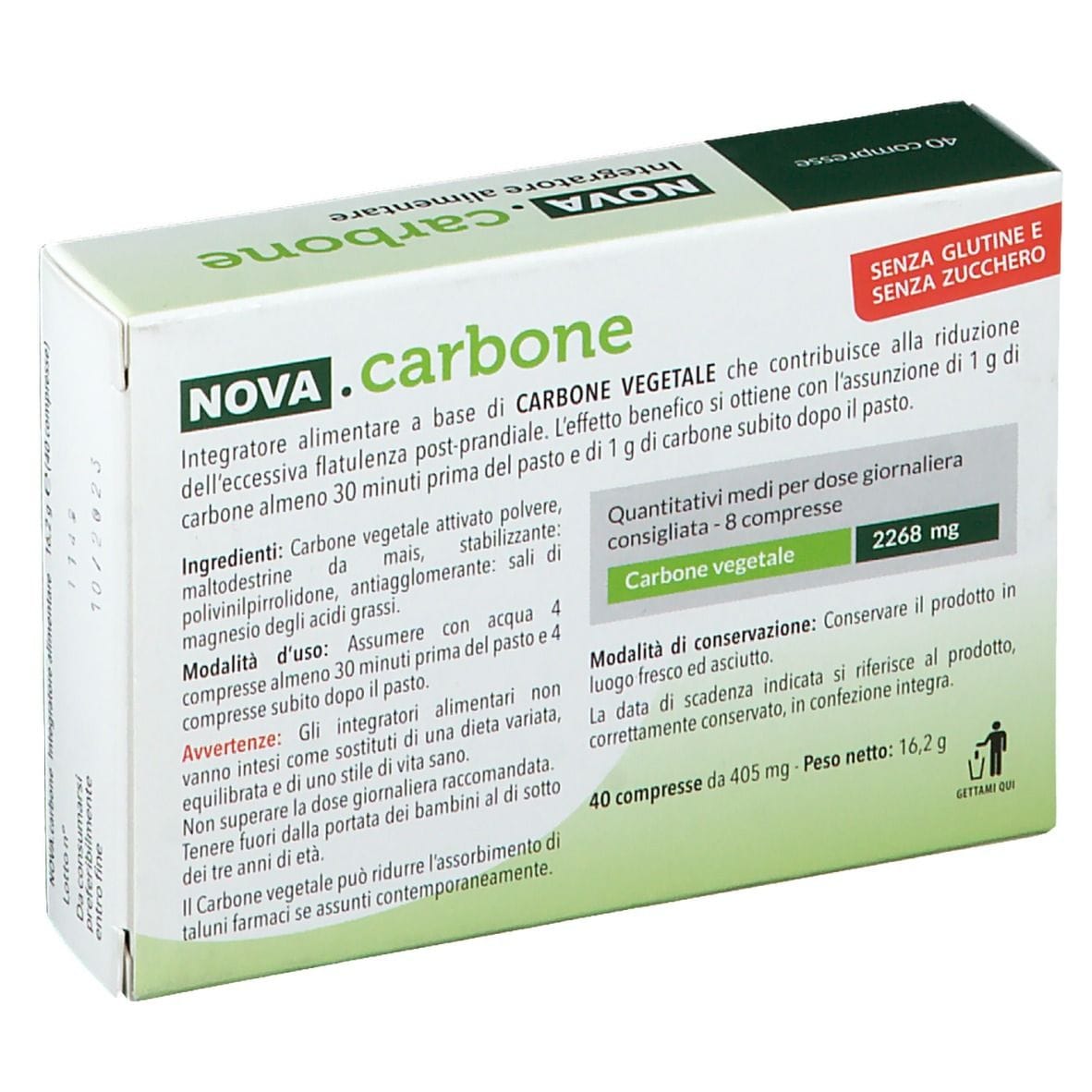 NOVA CARBONE VEGETALE 40 COMPRESSE