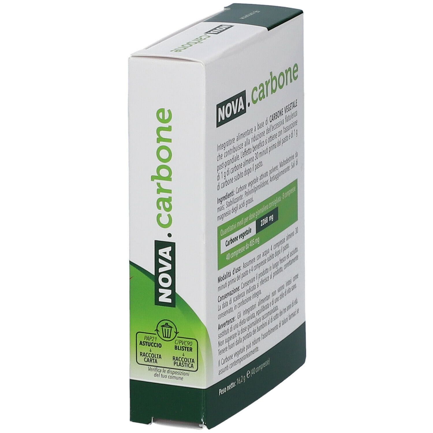 NOVA CARBONE VEGETALE 40 COMPRESSE