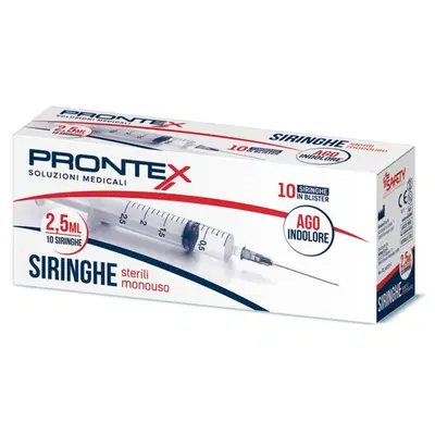 SIRINGA PRONTEX 2,5 ML AGO IND 10 PEZZI SIRINGA PRONTEX 2,5 ML AGO IND 10 PEZZI