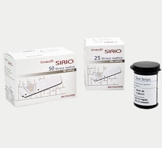 Strisce reattive Linea D Sirio per glicemia, 25 pezzi
