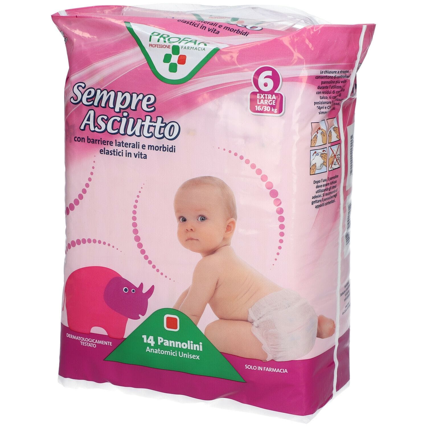 SEMPRE ASCIUTTO EXTRA LARGE TAGLIA 6 16/30KG 14 PEZZI PROFAR