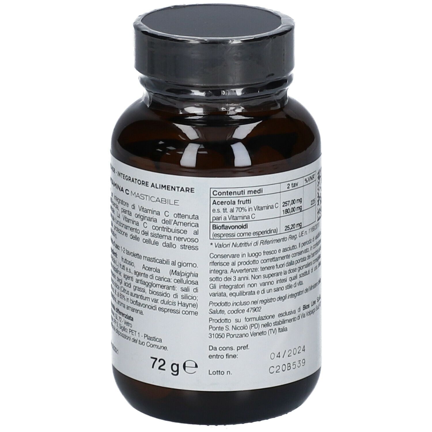 PRINCIPIUM VITAMINA C NATURALE 60 COMPRESSE MASTICABILI 72 G