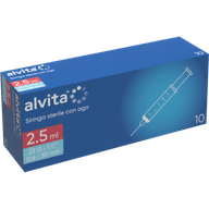 SIRINGA PER INFUSIONE E IRRIGAZIONE ALVITA 2,5 ML CON AGO 23 GAUGE 1 1/4 0,6X30 MM 10 PEZZI