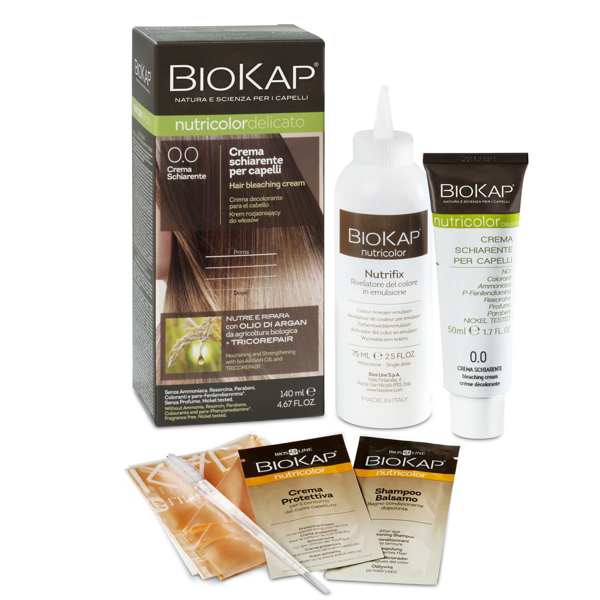 BIOKAP NUTRICOLOR 0,0 NEW CREMA SCHIARENTE TINTA TUBO + FLACONE