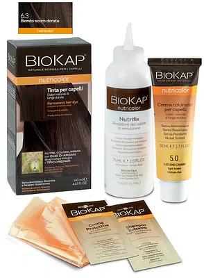 BIOKAP NUTRICOLOR 6,3 BIONDO ORO SCURO TINTA TUBO + FLACONE BIOKAP NUTRICOLOR 6,3 BIONDO ORO SCURO TINTA TUBO + FLACONE