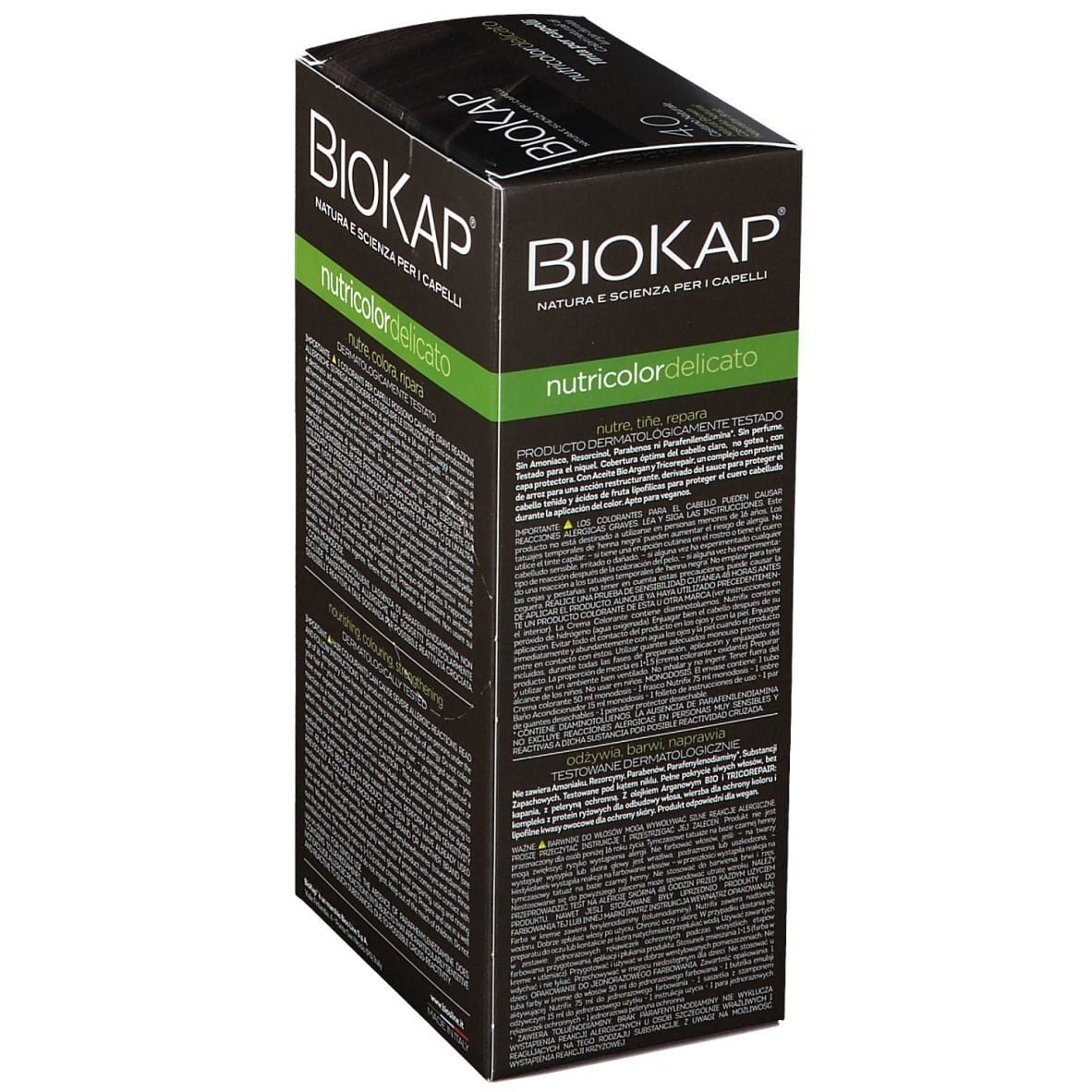 BIOKAP NUTRICOLOR DELICATO 4,00 CASTANO NATURALE TINTA TUBO + FLACONE