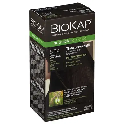 BIOKAP NUTRICOLOR DELICATO 5,34 CASTANO CHIARO MIELE TINTA TUBO + FLACONE BIOKAP NUTRICOLOR DELICATO 5,34 CASTANO CHIARO MIELE TINTA TUBO + FLACONE