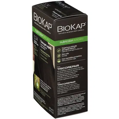 BIOKAP NUTRICOLOR DELICATO 5,34 CASTANO CHIARO MIELE TINTA TUBO + FLACONE BIOKAP NUTRICOLOR DELICATO 5,34 CASTANO CHIARO MIELE TINTA TUBO + FLACONE