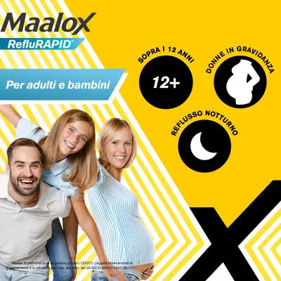 Maalox Reflurapid blocca il reflusso, neutralizza il bruciore da iperacidità, 40 Compresse Maalox Reflurapid blocca il reflusso, neutralizza il bruciore da iperacidità, 40 Compresse