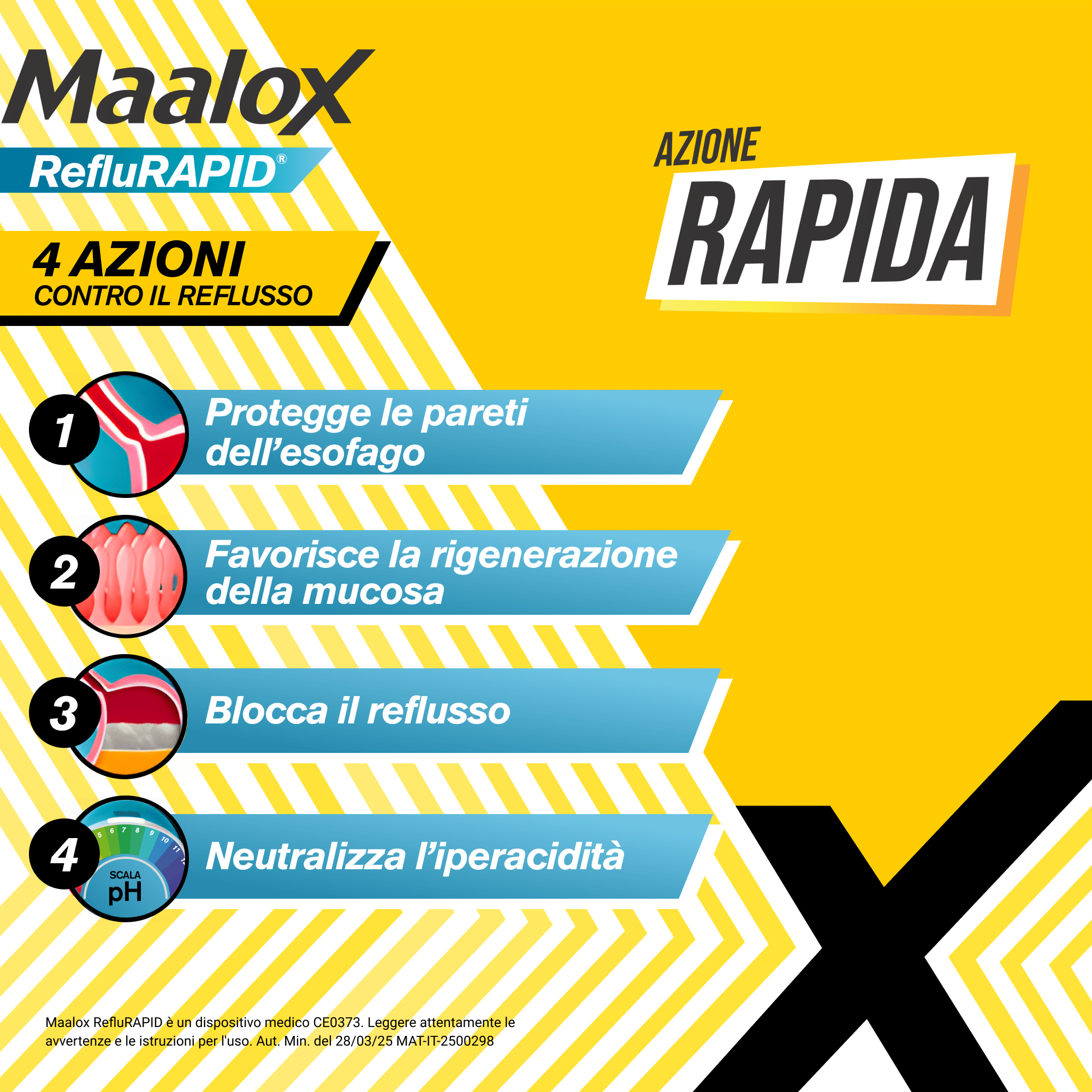 Maalox Reflurapid blocca il reflusso, neutralizza il bruciore da iperacidità, 40 Compresse