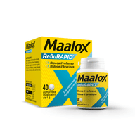 Maalox Reflurapid blocca il reflusso, neutralizza il bruciore da iperacidità, 40 Compresse