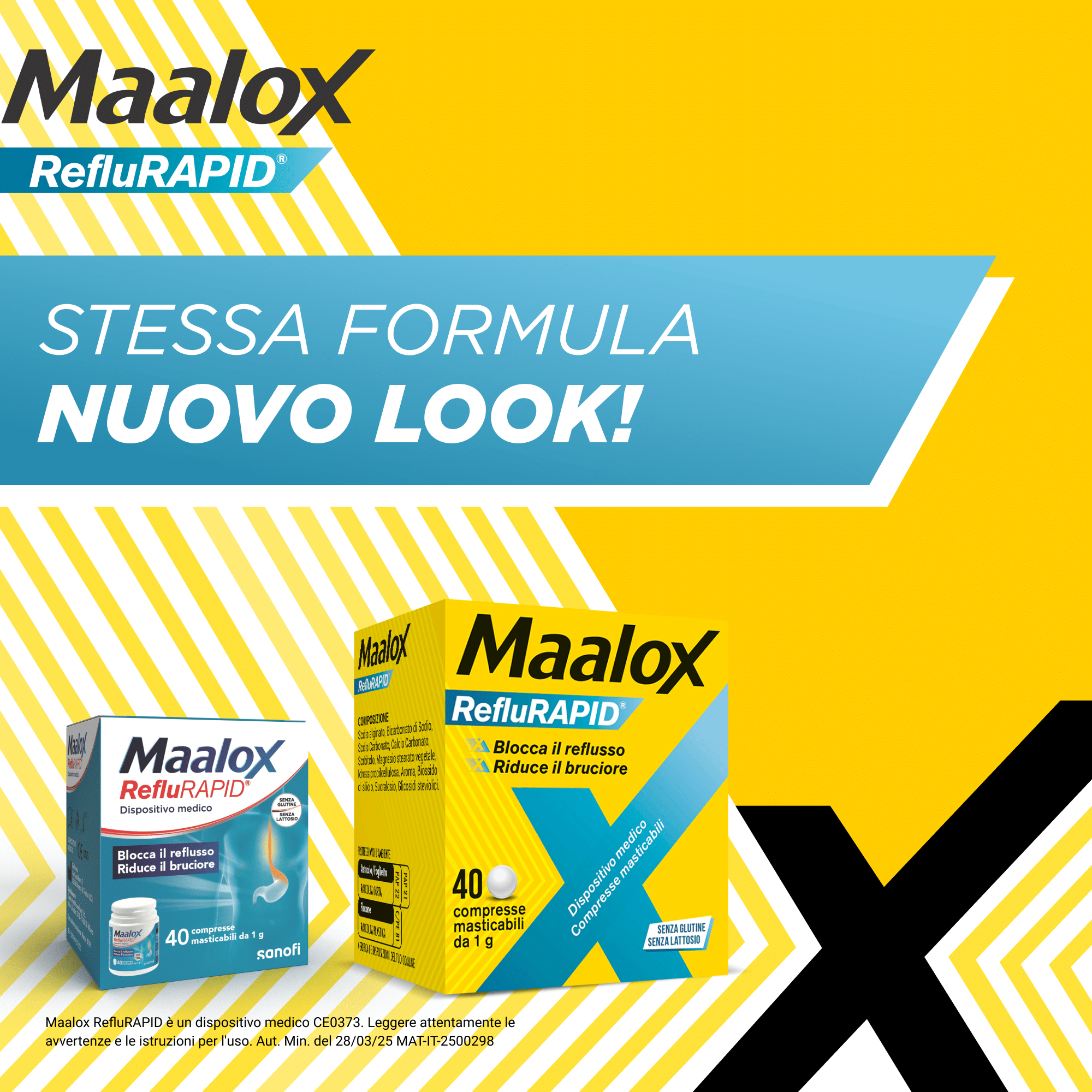 Maalox Reflurapid blocca il reflusso, neutralizza il bruciore da iperacidità, 40 Compresse
