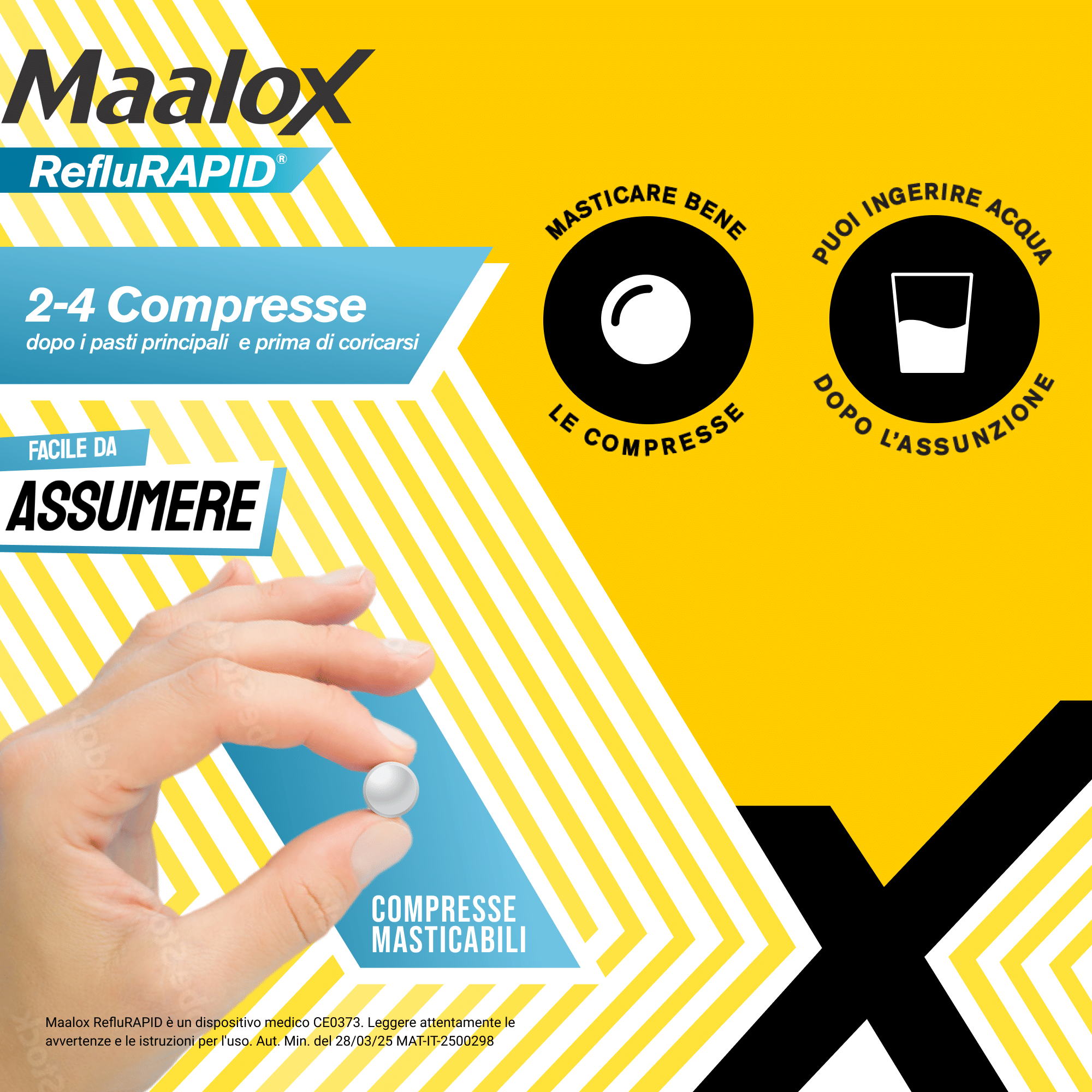 Maalox Reflurapid blocca il reflusso, neutralizza il bruciore da iperacidità, 40 Compresse