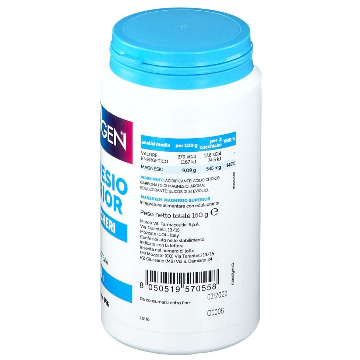 MASSIGEN MAGNESIO SUPERIOR ZERO ZUCCHERI 150 G