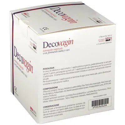 DECOVAGIN 5 FLACONI DA 100 ML + 5 CANNULE MONOUSO DECOVAGIN 5 FLACONI DA 100 ML + 5 CANNULE MONOUSO