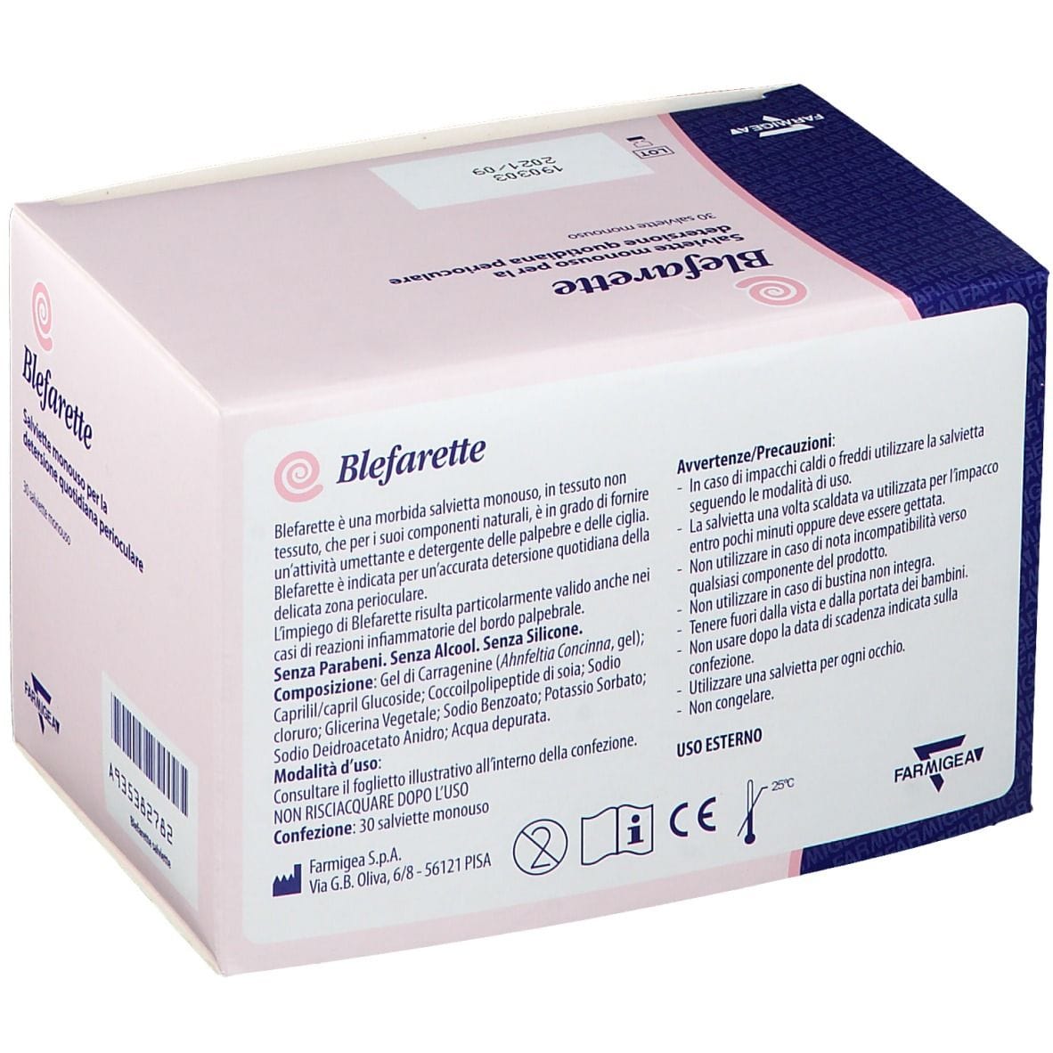 SALVIETTINE OCULARI MEDICATE BLEFARETTE SENZA PARABENI SENZA SILICONE SENZA ALCOOL 30 PEZZI