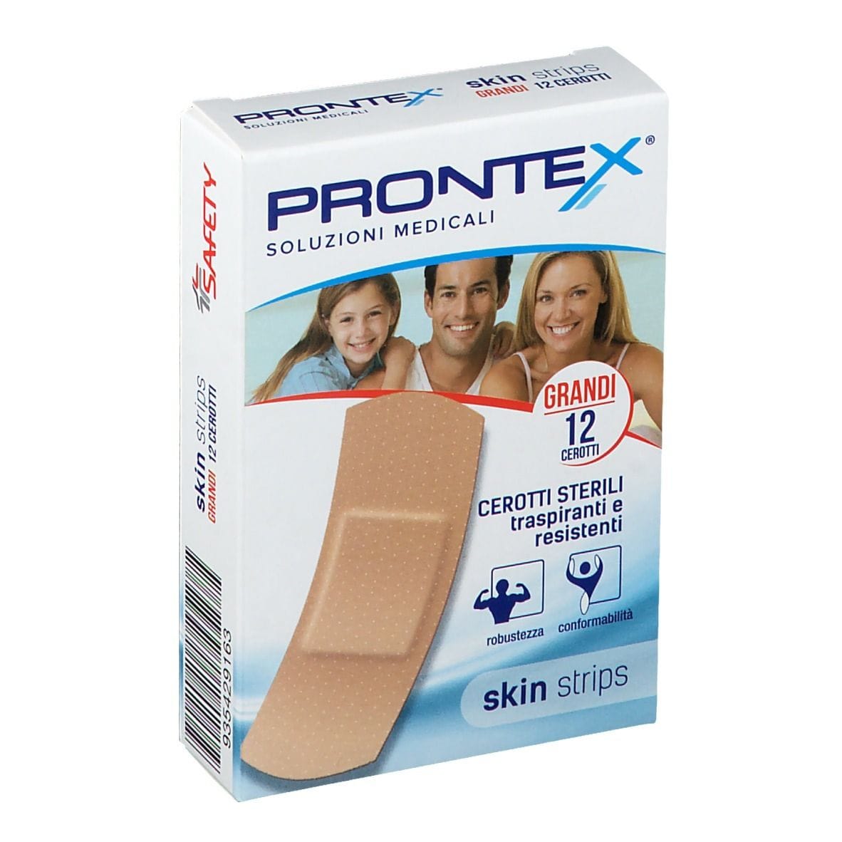 Cerotti ipoallergenici Prontex Skin Strips grandi, 12 pezzi