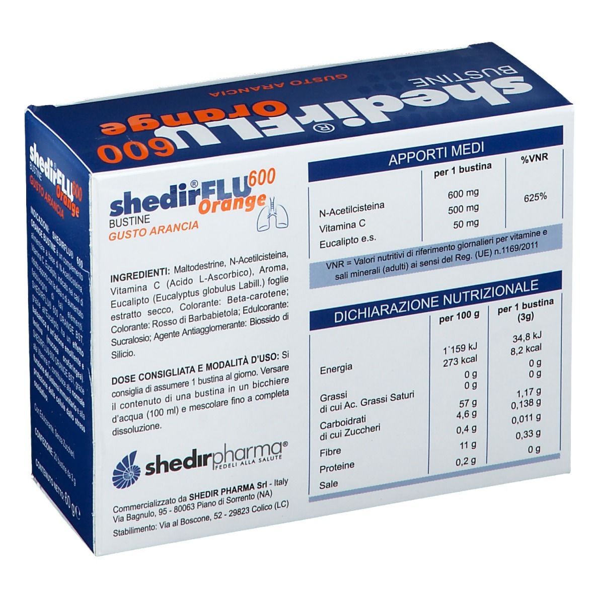 SHEDIRFLU 600 ORANGE 20 BUSTINE