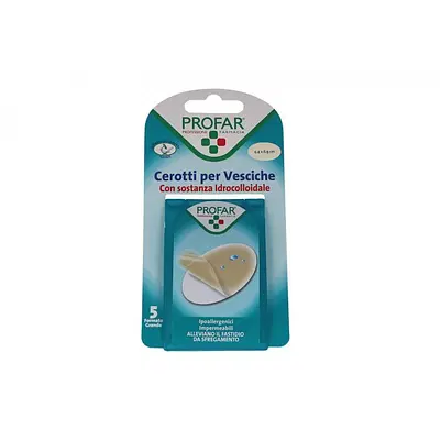 CEROTTO VESCICHE IDROCOLLOIDALE PROFAR 6,9X4,4 5 PEZZI CEROTTO VESCICHE IDROCOLLOIDALE PROFAR 6,9X4,4 5 PEZZI
