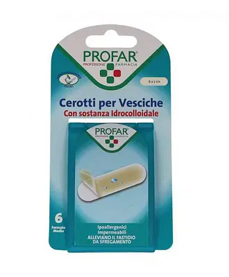 CEROTTO VESCICHE IDROCOLLOIDALE PROFAR 6X2 CM 6 PEZZI CEROTTO VESCICHE IDROCOLLOIDALE PROFAR 6X2 CM 6 PEZZI