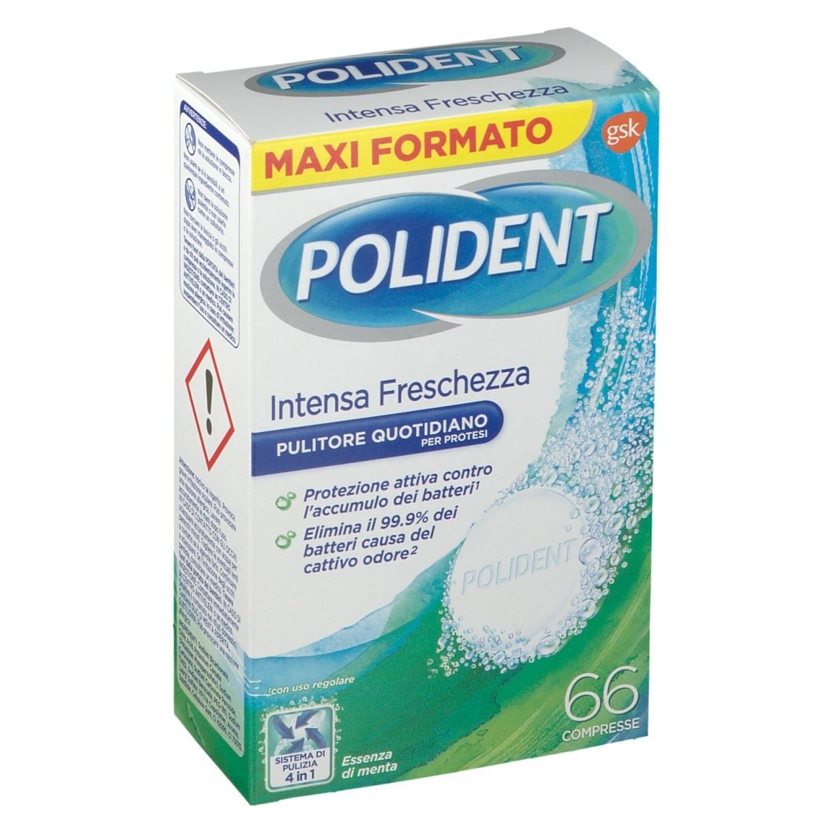 POLIDENT INTENSA FRESCHEZZA PULITORE QUOTIDIANO 66 COMPRESSE