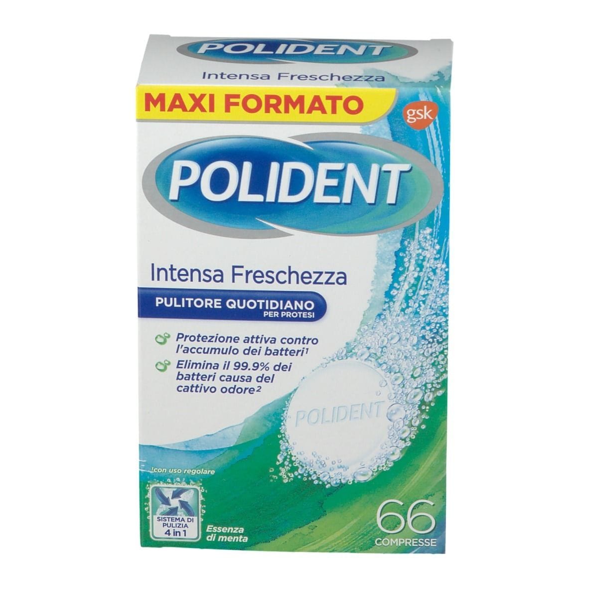 POLIDENT INTENSA FRESCHEZZA PULITORE QUOTIDIANO 66 COMPRESSE