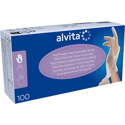 ALVITA GUANTI IN VINILE SENZA POLVERE TAGLIA S 100 PEZZI