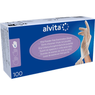 GUANTI DA ISPEZIONE ALVITA IN VINILE SENZA TALCO S 100 PEZZI