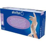 GUANTI DA ISPEZIONE ALVITA IN VINILE SENZA TALCO L 100 PEZZI