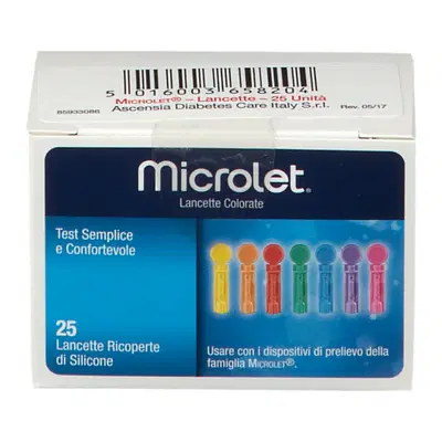 LANCETTE PUNGIDITO PER DISPOSITIVO MICROLET 25 PEZZI LANCETTE PUNGIDITO PER DISPOSITIVO MICROLET 25 PEZZI