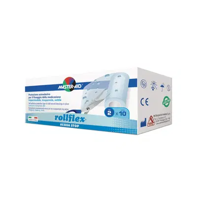 CEROTTO IMPERMEABILE PER FISSAGGIO MEDICAZIONI MASTER-AID ROLLFLEX A-STOP M 10X10 CM CEROTTO IMPERMEABILE PER FISSAGGIO MEDICAZIONI MASTER-AID ROLLFLEX A-STOP M 10X10 CM