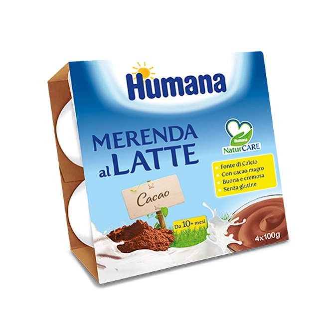 Humana Merenda Al Latte Gusto Cioccolato 100 G 4 Pezzi