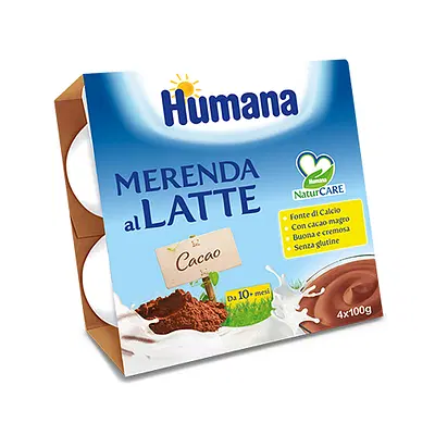 HUMANA MERENDA AL LATTE GUSTO CIOCCOLATO 100 G 4 PEZZI HUMANA MERENDA AL LATTE GUSTO CIOCCOLATO 100 G 4 PEZZI
