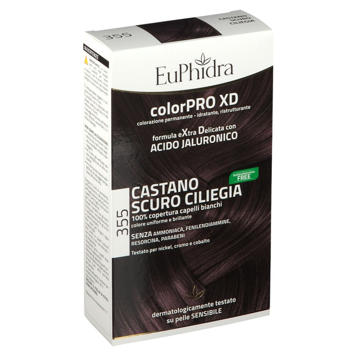 EUPHIDRA COLORPRO XD 355 CASTANO SCURO CILIEGIA GEL COLORANTE CAPELLI IN FLACONE + ATTIVANTE + BALSAMO + GUANTI