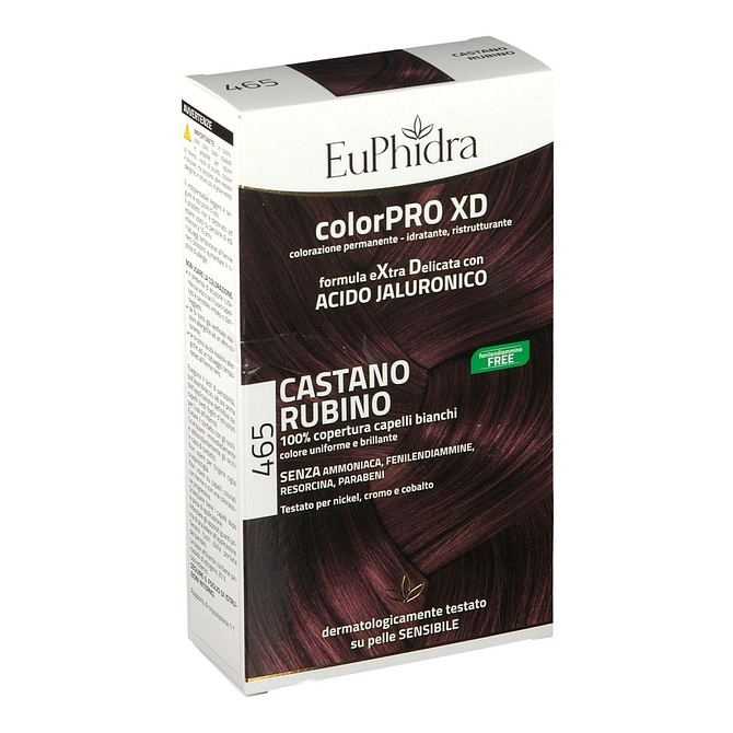 Euphidra Colorpro Xd 465 Cast Rubino Gel Colorante Capelli In Flacone + Attivante + Balsamo + Guanti