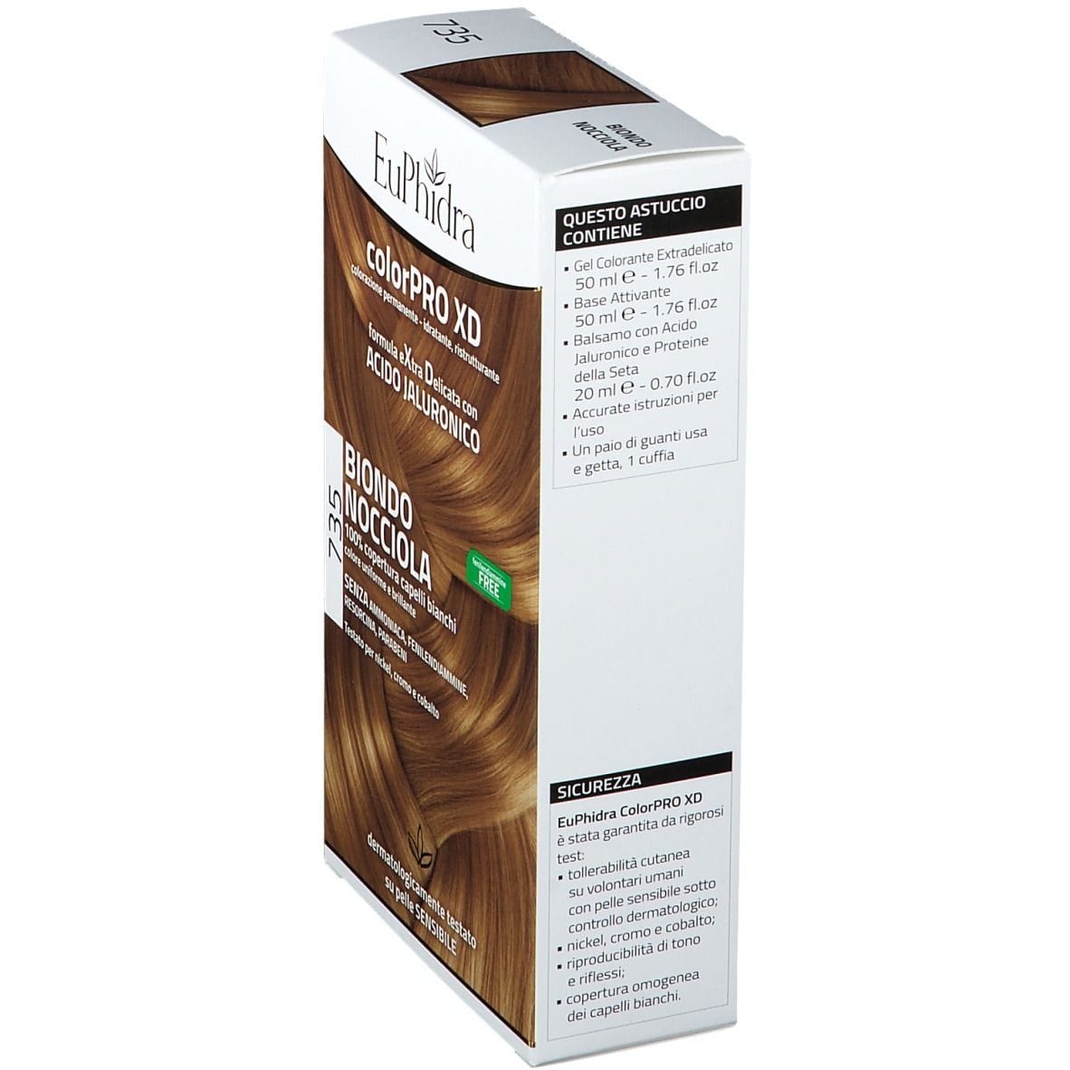 EUPHIDRA COLORPRO XD 735 BIONDO NOCCIOLA GEL COLORANTE CAPELLI IN FLACONE + ATTIVANTE + BALSAMO + GUANTI