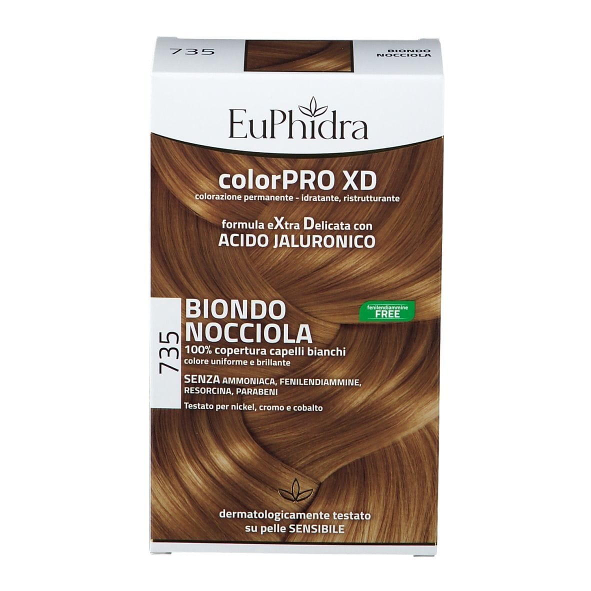 EUPHIDRA COLORPRO XD 735 BIONDO NOCCIOLA GEL COLORANTE CAPELLI IN FLACONE + ATTIVANTE + BALSAMO + GUANTI