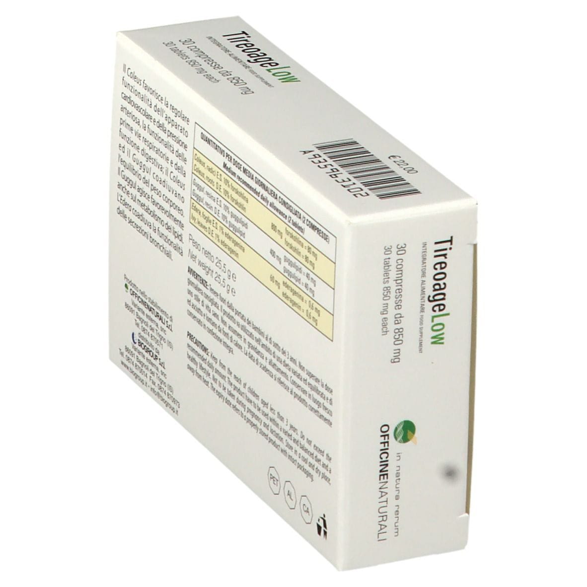 TIREOAGE LOW 30 COMPRESSE 850 MG