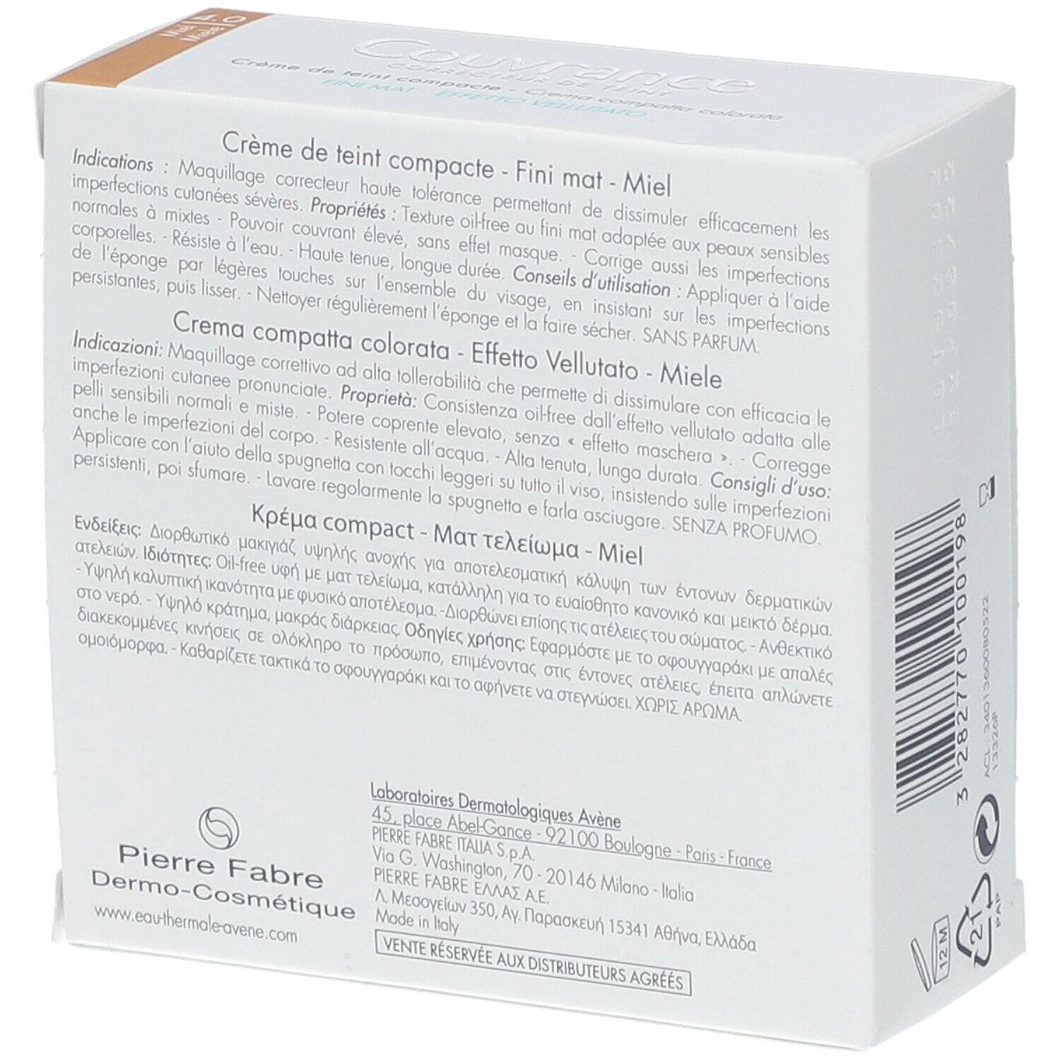 EAU THERMALE AVENE COUVRANCE CREMA COMPATTA COLORATA NF OIL FREE MIELE 9,5 G
