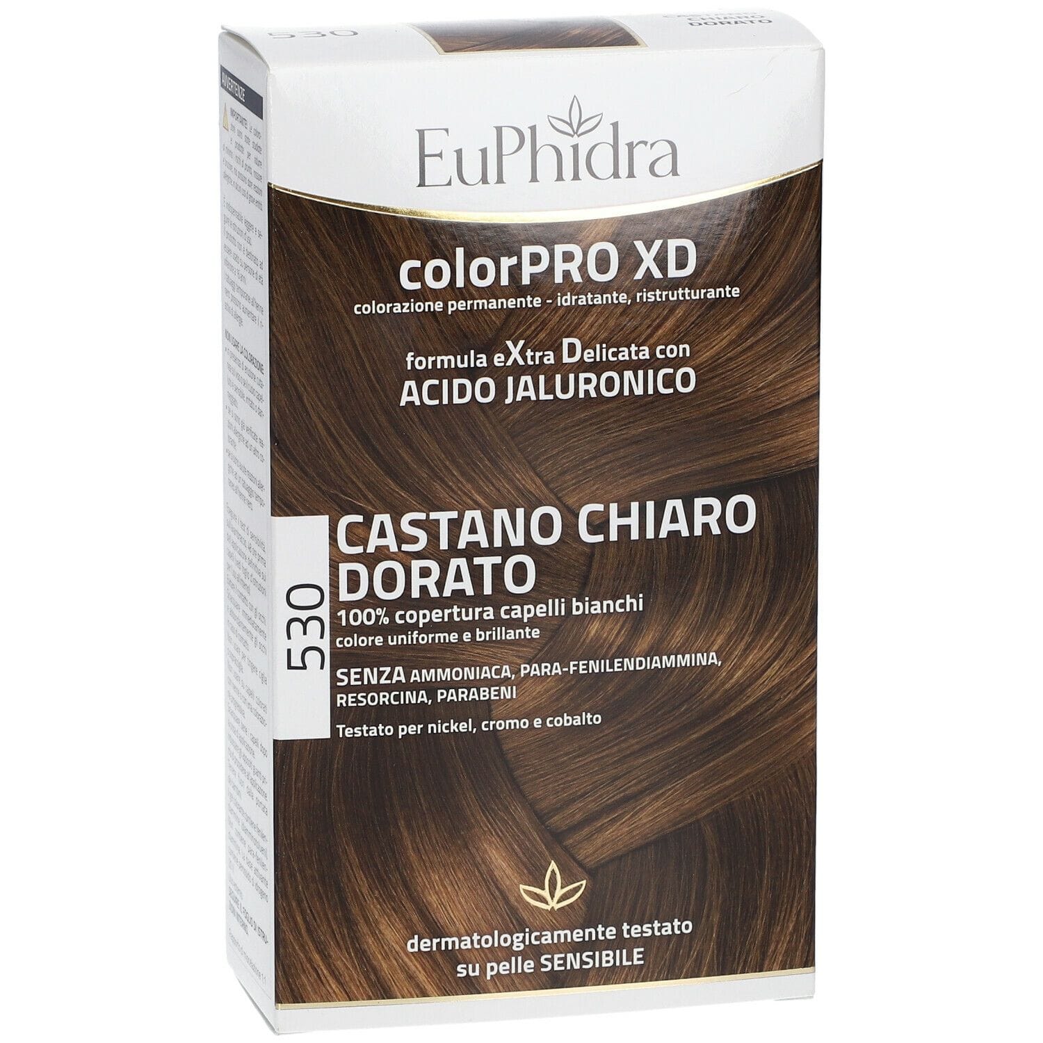 EUPHIDRA COLORPRO XD 530 CASTANO CHIARO DORATO GEL COLORANTE CAPELLI IN FLACONE + ATTIVANTE + BALSAMO + GUANTI