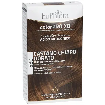 EUPHIDRA COLORPRO XD 530 CASTANO CHIARO DORATO GEL COLORANTE CAPELLI IN FLACONE + ATTIVANTE + BALSAMO + GUANTI EUPHIDRA COLORPRO XD 530 CASTANO CHIARO DORATO GEL COLORANTE CAPELLI IN FLACONE + ATTIVANTE + BALSAMO + GUANTI
