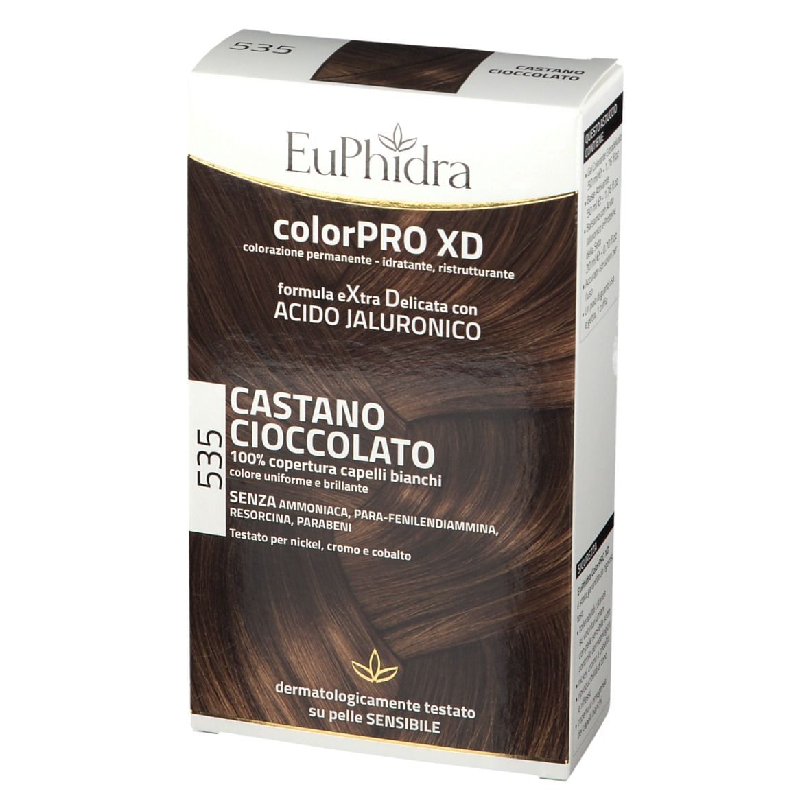 EUPHIDRA COLORPRO XD 535 CASTANO CIOCCOLATO GEL COLORANTE CAPELLI IN FLACONE + ATTIVANTE + BALSAMO + GUANTI