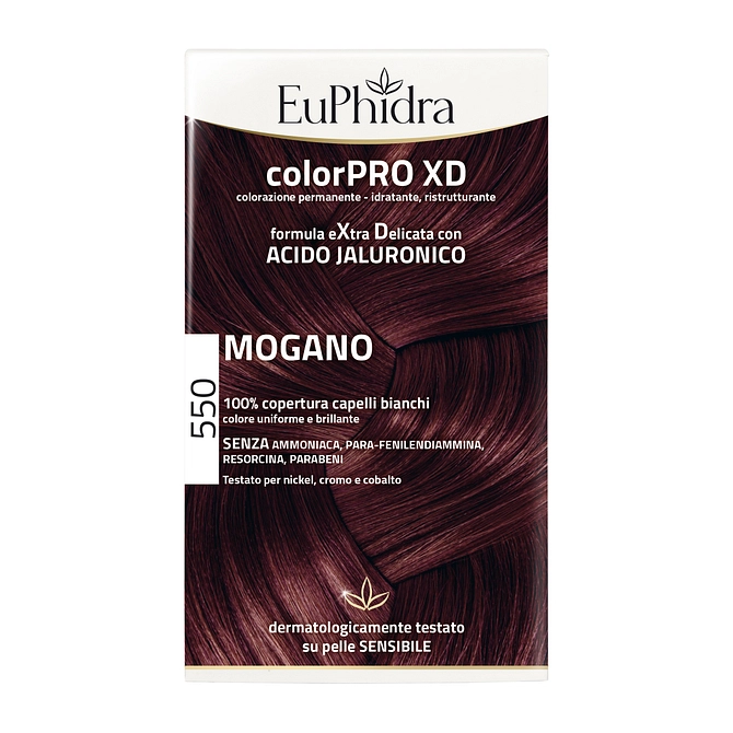 Euphidra Colorpro Xd 550 Mogano Gel Colorante Capelli In Flacone + Attivante + Balsamo + Guanti