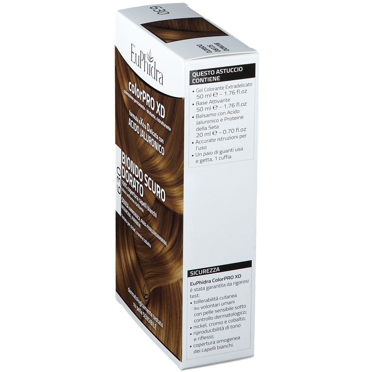 EUPHIDRA COLORPRO XD 630 BIONDO SCURO DORATO GEL COLORANTE CAPELLI IN FLACONE + ATTIVANTE + BALSAMO + GUANTI