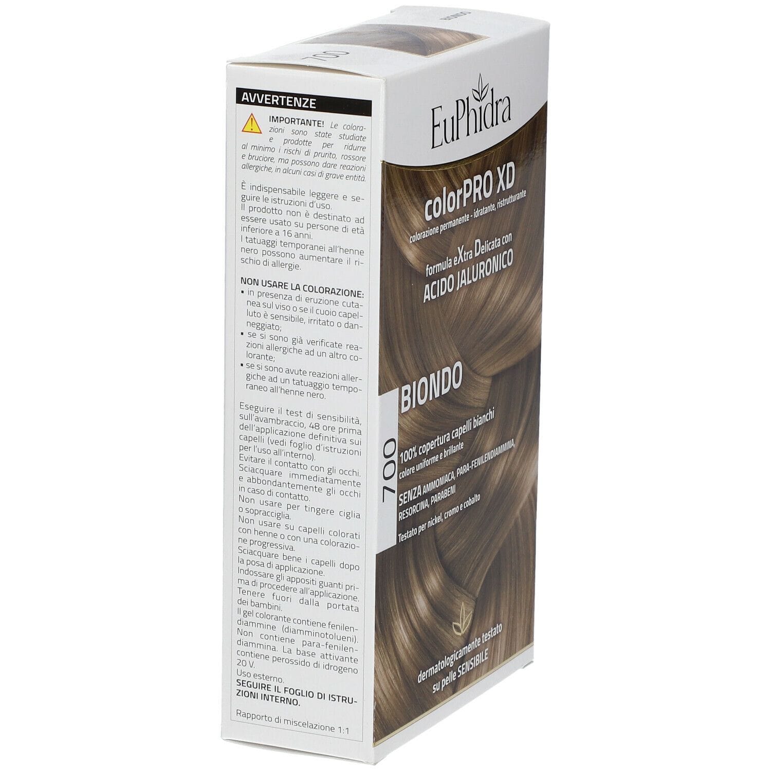 EUPHIDRA COLORPRO XD 700 BIONDO GEL COLORANTE CAPELLI IN FLACONE + ATTIVANTE + BALSAMO + GUANTI