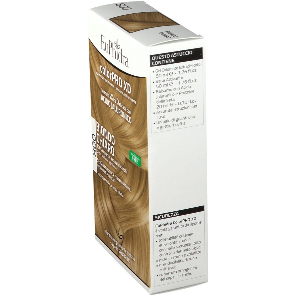 EUPHIDRA COLORPRO XD 800 BIONDO CHIARO GEL COLORANTE CAPELLI IN FLACONE + ATTIVANTE + BALSAMO + GUANTI