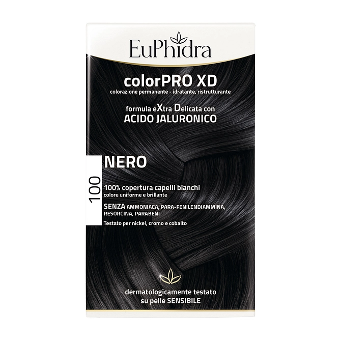 Euphidra Colorpro Xd 100 Nero Gel Colorante Capelli In Flacone + Attivante + Balsamo + Guanti