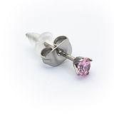 ORECCHINO ZIRCONI TONDO ROSA 3