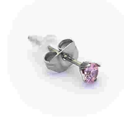 ORECCHINO ZIRCONI TONDO ROSA 3