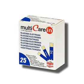 Strisce Misurazione Glicemia Multicare In Glucosio Elettrodo 25 Pezzi